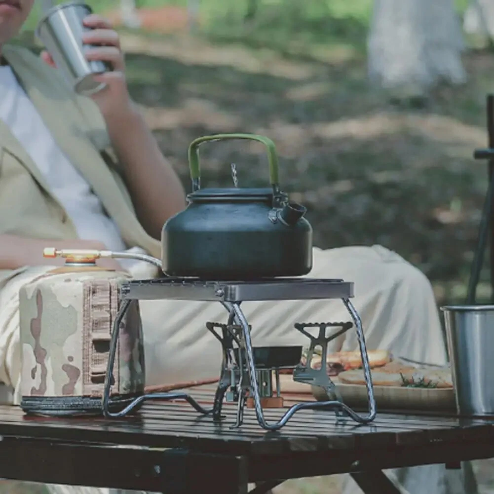 (image for) Outdoor Portable Foldable Stove Stand Rack Camping Pot Bracket Holder Gas Stoves Burner Bracket Travel BBQ Barbecue Accessories